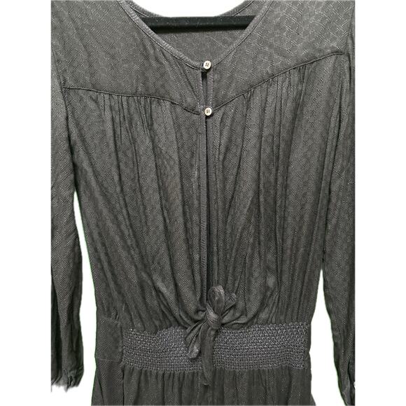 Flannel Black Long Sleeve Jumpsuit with Smocked Waist - Size 1 Small NWT - Picture 5 of 14